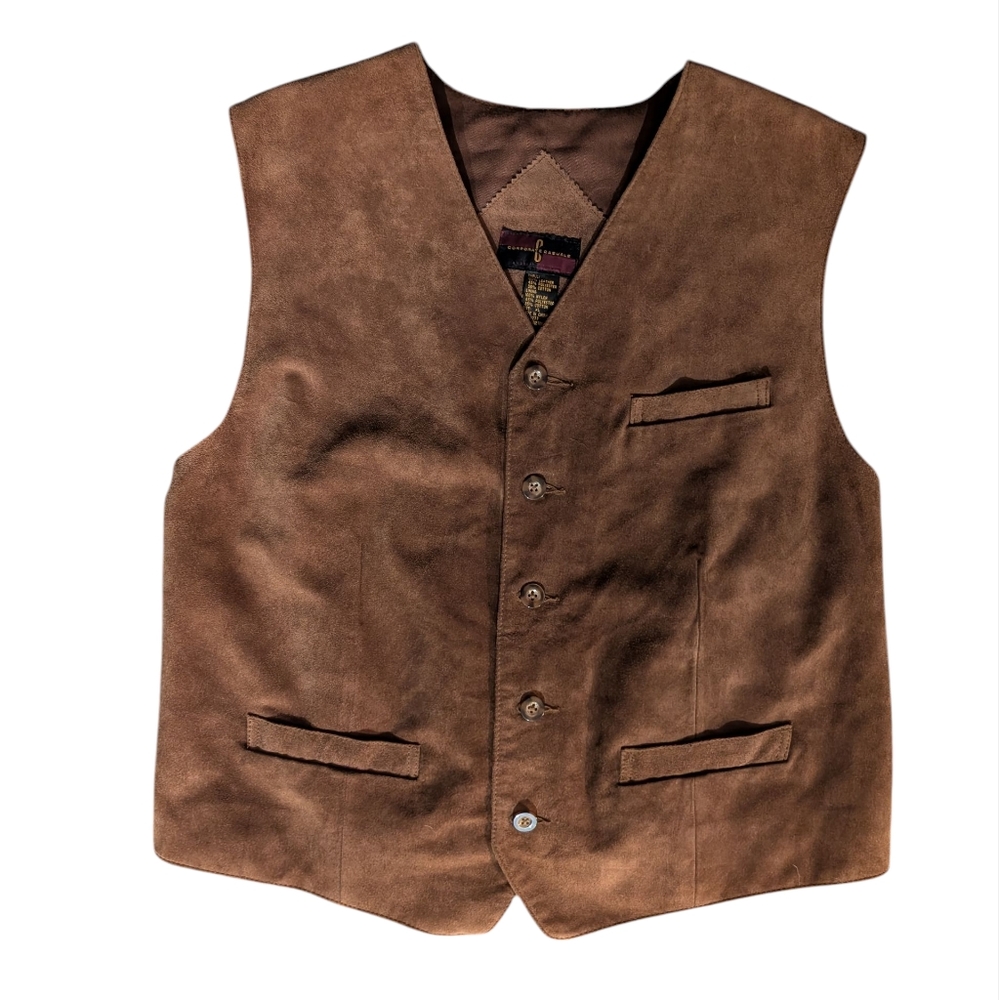 Brown Western Vest with V-Neck